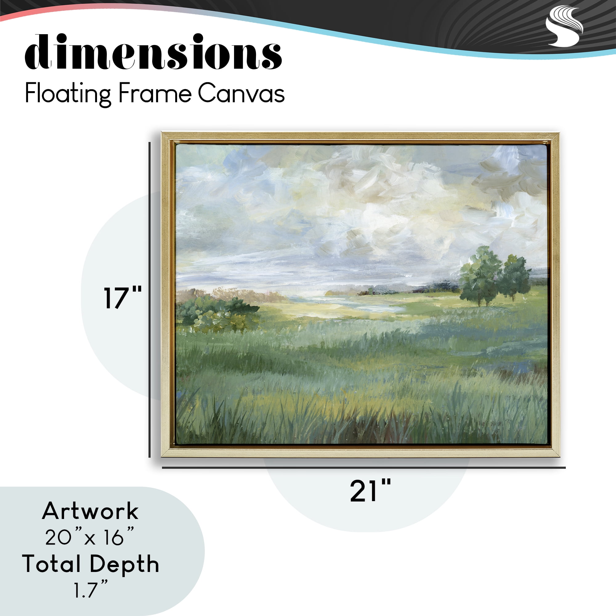 Stupell Industries Idyllic Summer Field Gold Framed Floater Canvas Wall Art, design by Nan