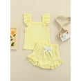 thumbnail image 2 of Coduop 3Pcs Toddler Baby Girls Flying Sleeve Tops+Bloomer Shorts Summer Outfits, 2 of 9