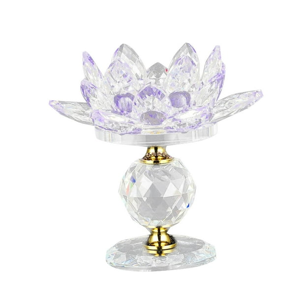 Portavelas de cristal de loto Portavelas votivas para la decoración del banquete de boda Violeta
