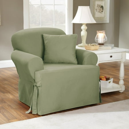 Sure Fit Cotton Duck T-Cushion Chair Slipcover