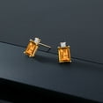 thumbnail image 5 of Gem Stone King 10K Yellow Gold Stud Earrings Emerald Cut Citrine Moissanite (3.42 Cttw), 5 of 5