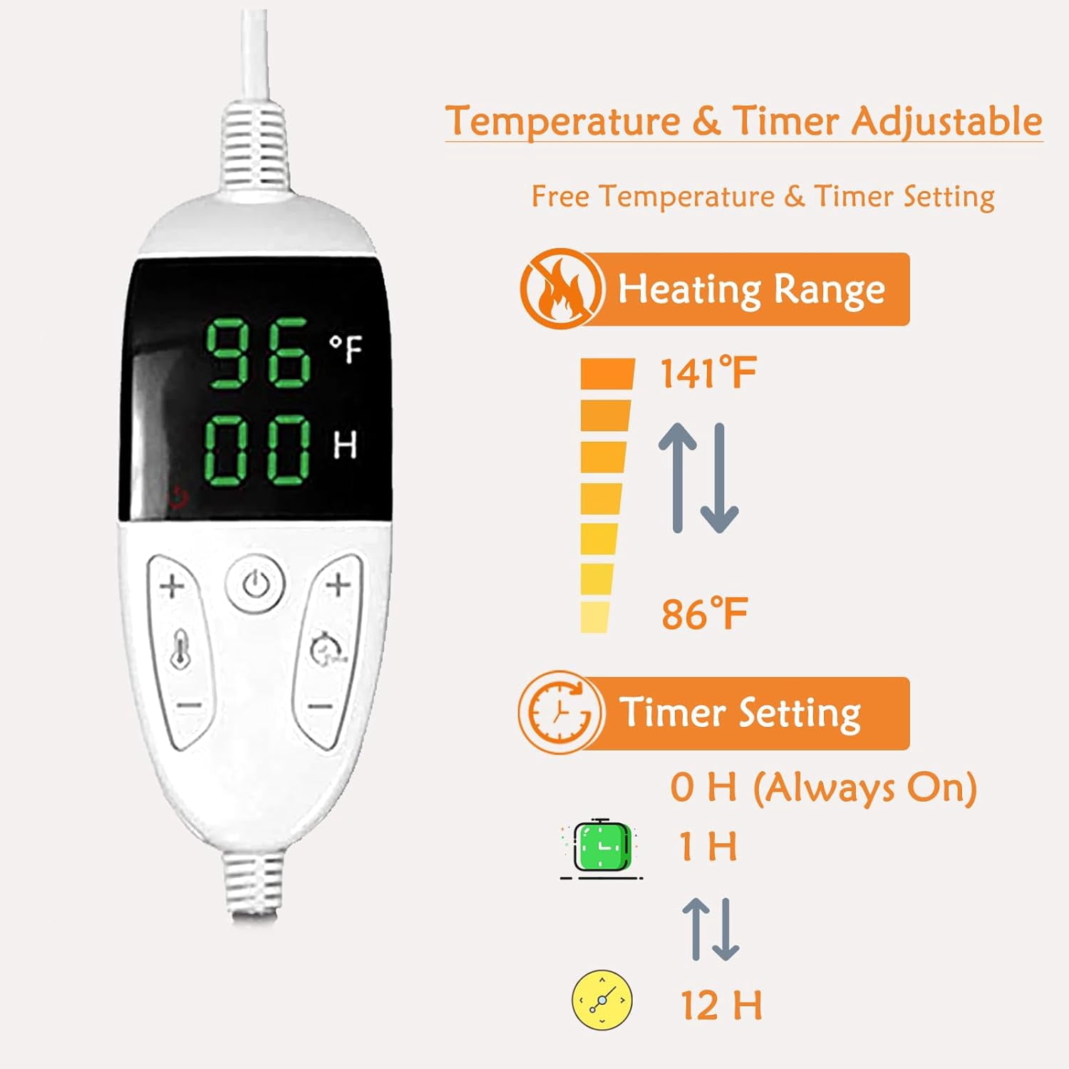 Tianlaimei Pet Heating Pad for Dogs Cats, Electric Heating Mat, Puppies Heated Bed, 6 Adjustable Temperature Mode with Timer