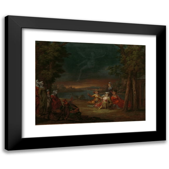 Jean Baptiste Vanmour 14x12 Black Modern Framed Museum Art Print Titled - Turkish Women in the Countryside Near Istanbul (C. 1720 - C. 1737)