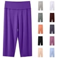 thumbnail image 6 of Women's Cotton Pajama Capris Plus Size Elastic Waist Soft Lounge Summer Pjs Bottoms Capri Pants Sleepwear (5XL, Gray 01), 6 of 6