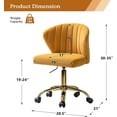 thumbnail image 2 of TINA'S HOME Office Desk Chairs with Wheels & Gold Base, Modern Velvet Cute Armless Office Chair, Adjustable Low Back Swivel Rolling Chair, Upholstered Task Chair for Living Room Vanity Study-MUSTARD, 2 of 14