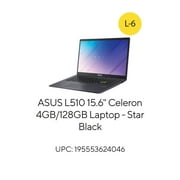 ASUS 15.6 FHD Laptop, Intel Celeron, 4GB RAM, 128GB eMMC, Windows 11 Home in S mode with One Year of Microsoft 365 included, L510MA-WS05