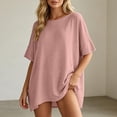 thumbnail image 2 of Bibifish Womens T Shirt Boat Neck Short Sleeve Oversized softTops Soft Casual Summer Tees, 2 of 6