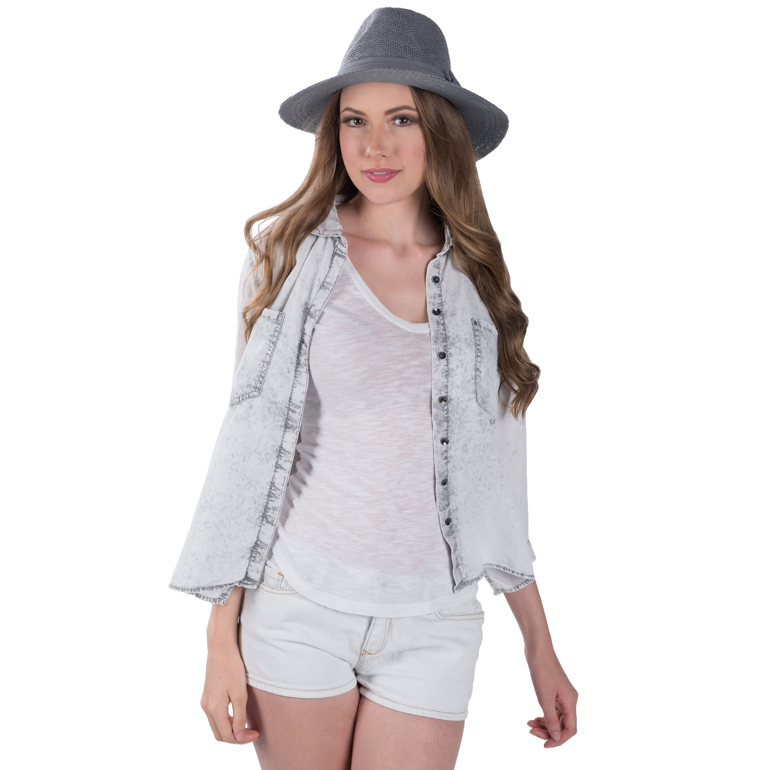 AERUSI Coco Keys Year Round Floppy Straw Sun Hat (Grey)