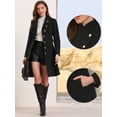 thumbnail image 2 of DARING DIVA Women's Stand Collar Belted Single Breasted Trench Pea Coat XS Black, 2 of 6