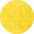 thumbnail image 1 of Ahgly Company Indoor Round Oriental Yellow Traditional Area Rugs, 6' Round, 1 of 4
