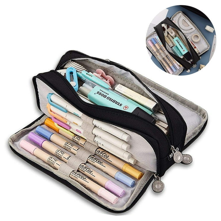 Big Capacity Pencil Case 8 Compartments Large Pencil Pouch Pen Bag Pencil  Box Holder Organizer Simple Storage Aesthetic Stationery Cosmetic for  Adults