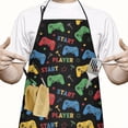 thumbnail image 2 of Multicolor Controllers Games Text Black Apron-Garden Aprons for Women with Pockets-Cotton Linen Waterproof Kitchen Cooking Gardening Aprons Adjustable for Kitchen,Cooking,BBQ and Salon 33x27 Inch, 2 of 7