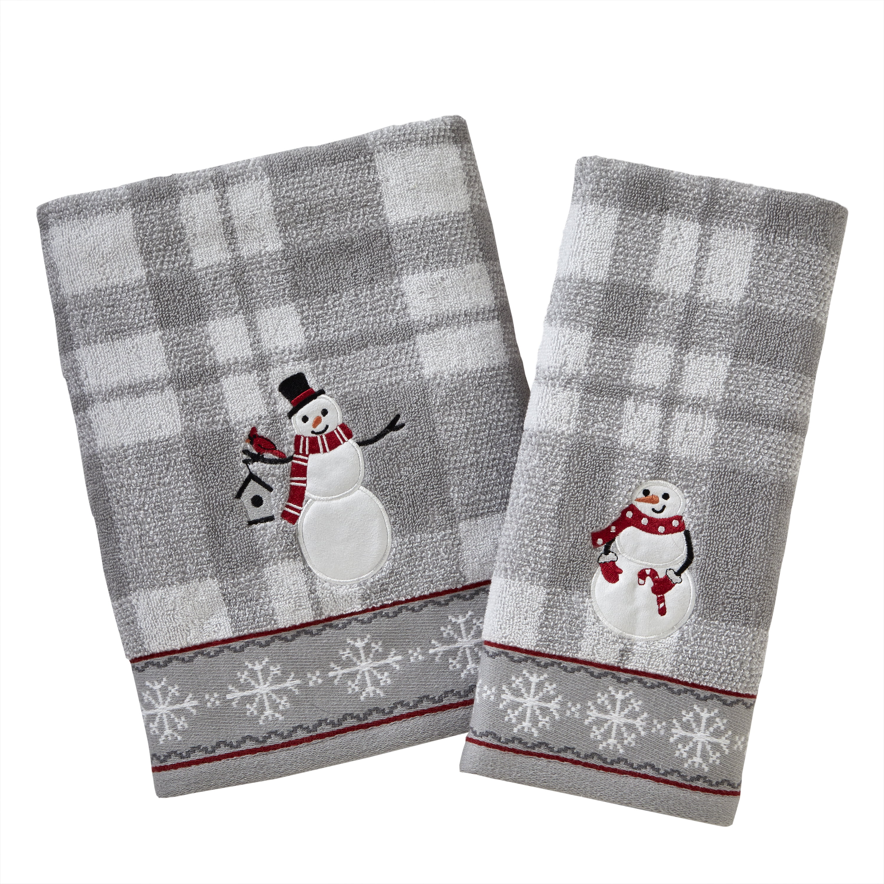 SKL Home by Saturday Knight Ltd. Rustic Plaid Snowman 2 Piece Hand Towel in Wheat