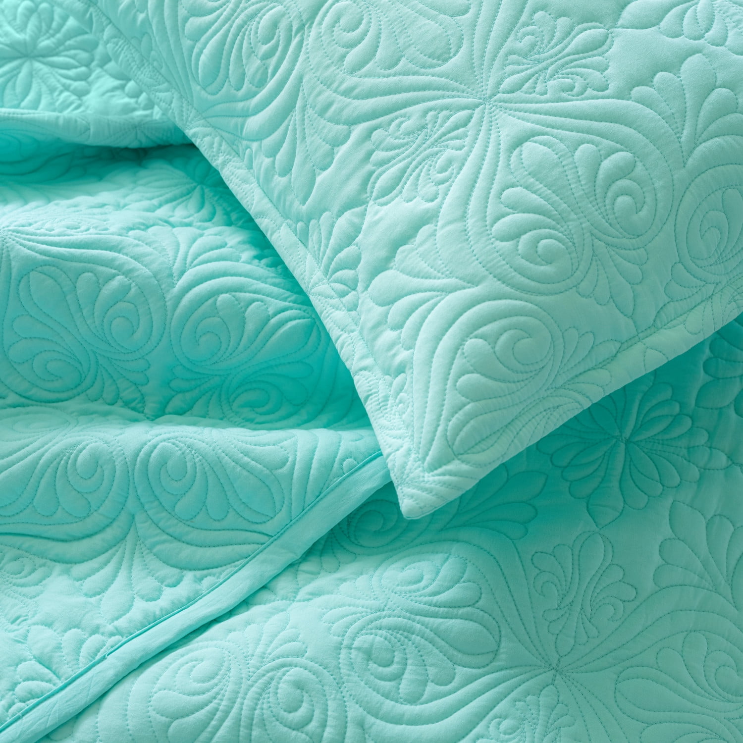 Martha Stewart Everyday 3 Piece Quilt Set - King, Solid Aqua