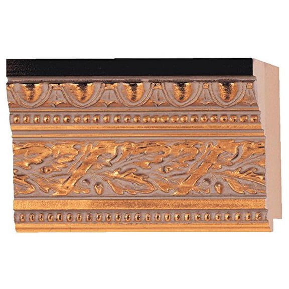 Picture Frame Moulding (Wood) 18Ft Bundle - Ornate Antique Gold Finish - 4.5" Width - 11/16" Rabbet