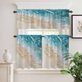 thumbnail image 6 of Abstract Beach Waves Curtain Valances Set Blue Watercolor Modern Art Kitchen Curtains 36&nbsp;inch Length Rod Pocket Valance and Tiers 3 Piece Set Small Bedroom Bathroom Laundry Decor, 6 of 9