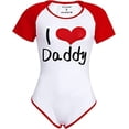 thumbnail image 5 of CutiePlusU Cotton Button Crotch Bodysuit Onesie Pajamas Classics Romper - Love Red M, 5 of 5
