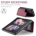 thumbnail image 2 of for Samsung Galaxy Z Fold 3 Premium PU Leather Back Case, Multiple Card Slots Design, Double Magnetic Clasp Study Kickstand RFID Blocking Classic Phone Cover for Samsung Galaxy Z Fold 3, Winered, 2 of 8