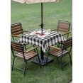 thumbnail image 4 of Outdoor Tablecloth with Umbrella Hole for Patio/Picnic/Party/Camping, Groundhog Day Waterproof Table Cloth Square Cover Washable, Red Bow Knot Black Checkered (60"x 60"), 4 of 8