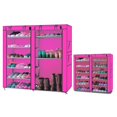 thumbnail image 1 of Ktaxon à la Mode Chambre d'Économie 12 Treillis Double Rangées Non-Tissé Porte-Chaussures Rose Rouge, 1 of 4