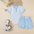 thumbnail image 2 of TOWED22 2Pcs Baby Boy First Birthday Outfit Short Sleeve The Big One T-Shirt Top Casual Shorts Summer 1st Birthday Clothes Sky Blue,9-12 M, 2 of 7