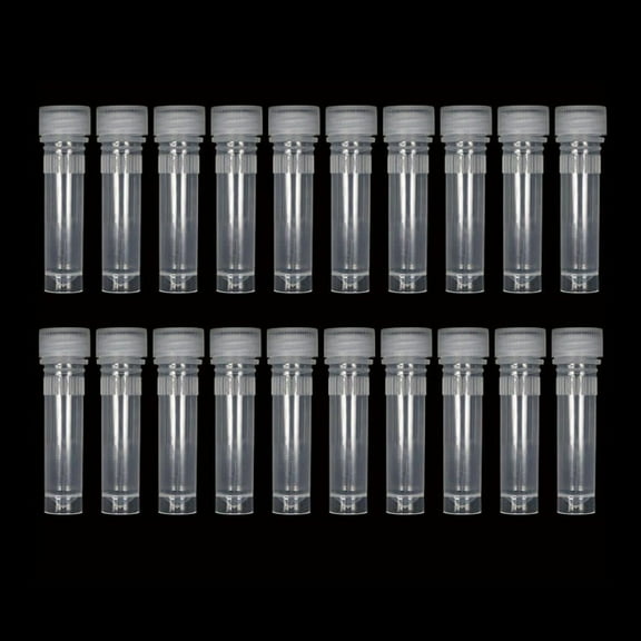 20x Small Plastic 1.5ml Small Vials Screw On Cap Clear Test Tube Mini Lab Bottle