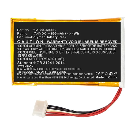 Batteries N Accessories BNA-WB-P16200 Printer Battery - Li-Pol, 7.4V, 600mAh, Ultra High Capacity - Replacement for HP 1AS84-60006 Battery