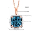thumbnail image 4 of Gem Stone King 10K Rose Gold London Blue Topaz and White Diamond Pendant Necklace for Women (2.05 Cttw, Gemstone November Birthstone, Cushion Cut 7MM, with 18 inch Chain), 4 of 4