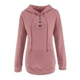 thumbnail image 4 of Cmfcve Women's Athletic Hoodies Casual Solid Color Button Up Hooded Sweatshirt Long Sleeve Drawstring Fall Winter Track Jackets, 4 of 5