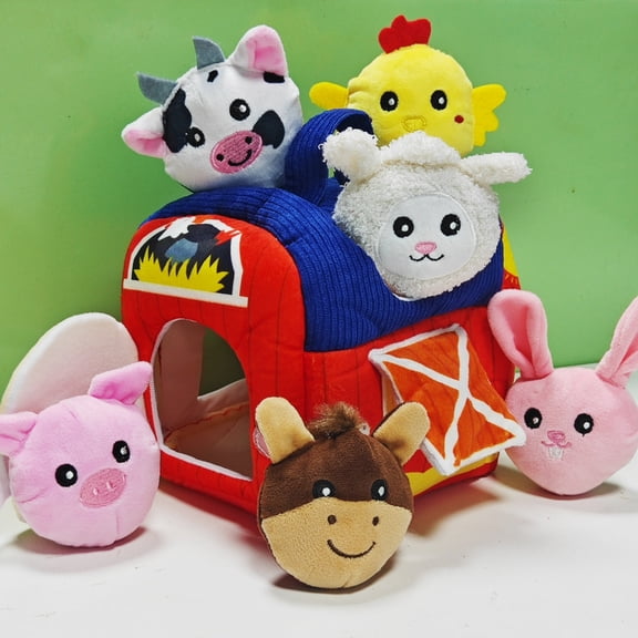 Travel-Friendly Farm Animal Toy Set - 6 Soft Plush Toys with Sensory Features for Infants 6-12 Months & Toddlers, Perfect On-the-Go Play