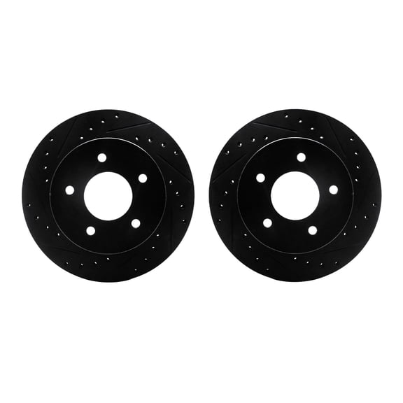 Dynamic Friction Company Front Brake Rotors-Drilled and Slotted-Black 8002-48010