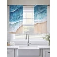 thumbnail image 4 of Watercolor Abstract Coastal Beach Chiffon Sheer Curtains 45 Inches Long, Ocean Spray Blue Sea Wave 2 Rod Pocket Window Treatment Voile Drapes Curtains for Living Room Bedroom,2 Panels, 52x45In, 4 of 9