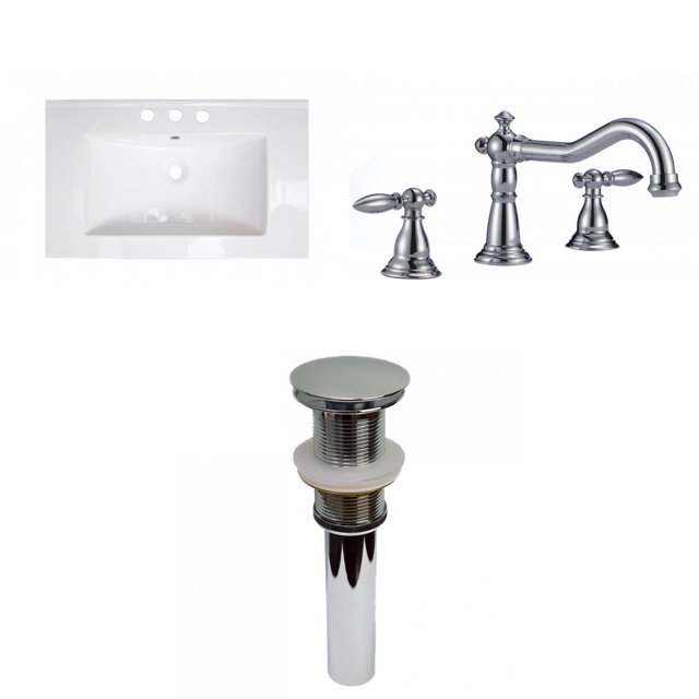 American Imaginations 32-in. W 3H8-in. Ceramic Top Set In White Color - Drain Incl. AI-32594