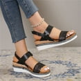 thumbnail image 6 of Jsaierl Platform Sandals for Women Casual Summer, Thick Sole Sloping Heel Shoes, Peep-toe Buckle One Line Casual Sandals Size 5.5, 6 of 6
