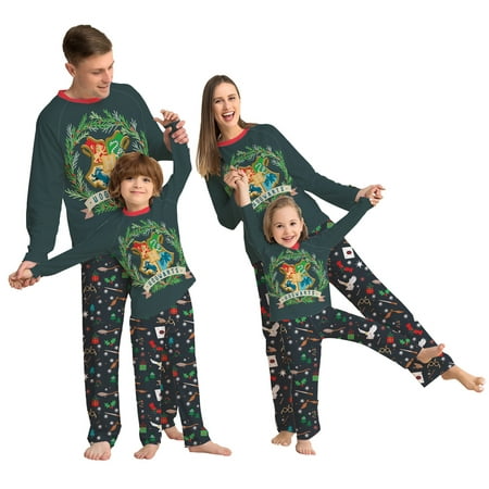 

FOCUSNORM Family Matching Christmas Pajama Set 2PCS Cartoon Print Top Pants Xmas PJs Bodysuits Sleepwear