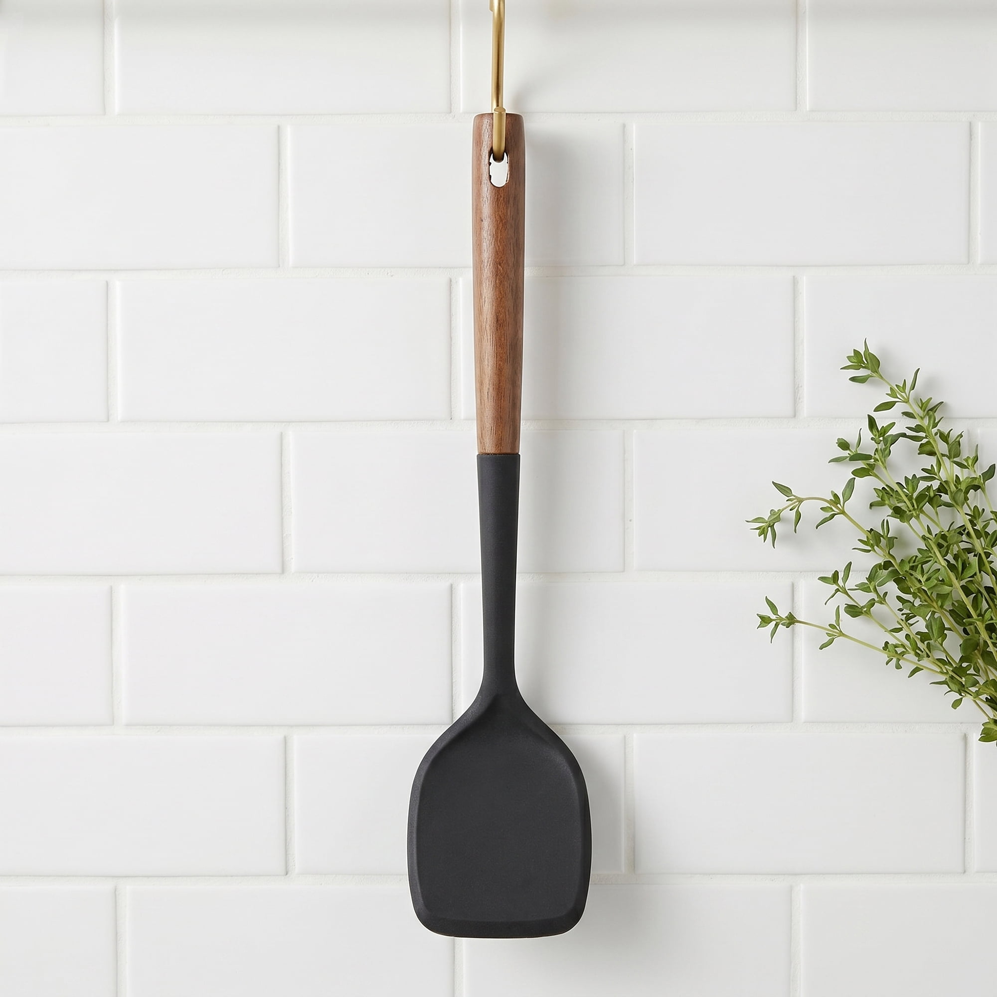 Unique Bargains Silicone Spatula Set, Kitchen Utensils with Tools Black 13.4x3.1x0.8 inch