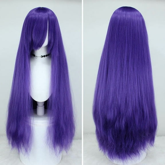 XmhyTop Women's 39" Long Straight Wig, Anime Fashion Style for Cosplay, Dark Purple B