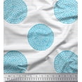 thumbnail image 1 of Soimoi Blue polyester Crepe Fabric Stripe & Floral Block Print Fabric by the Yard 42 Inch Wide, 1 of 3