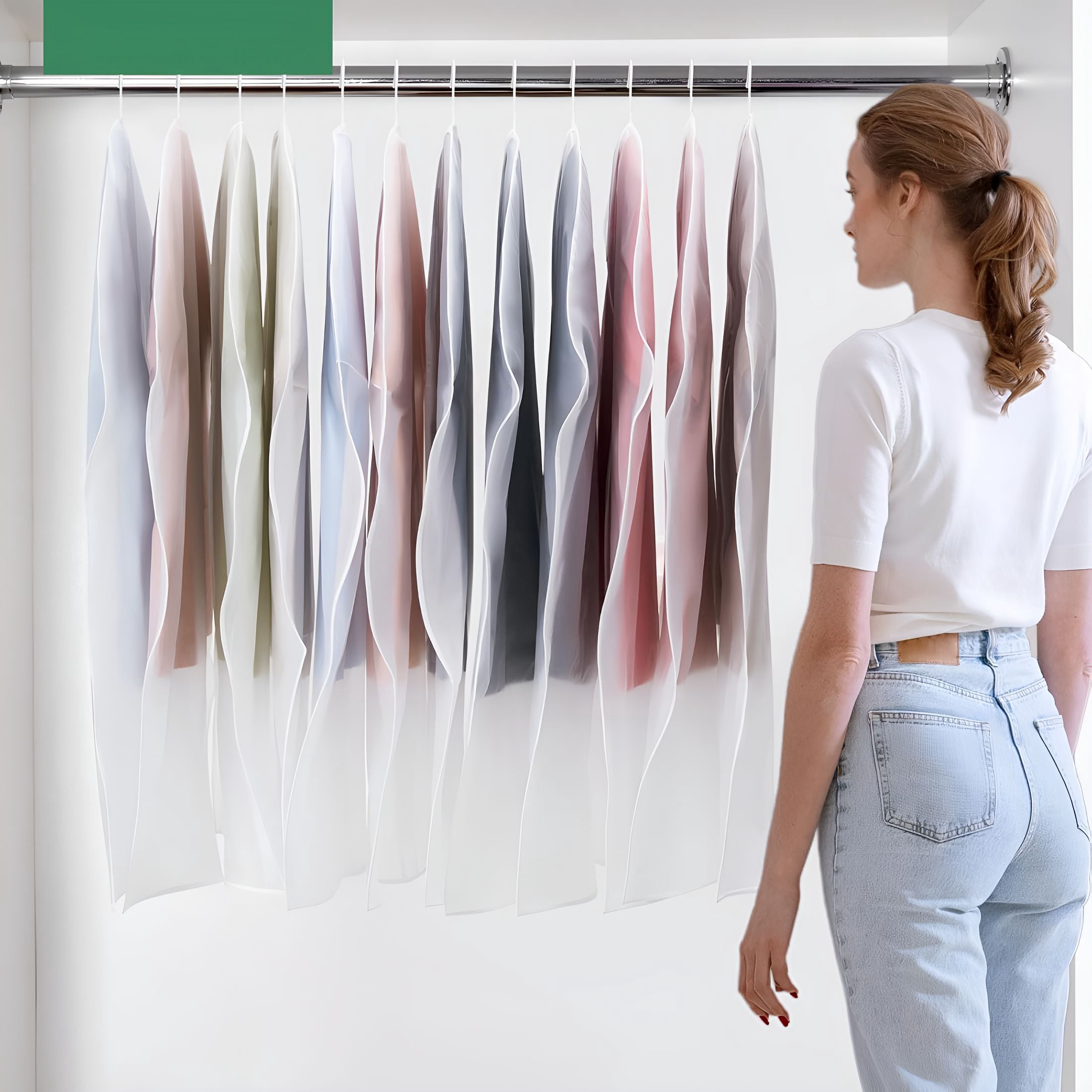 TELOLY 12 Pack Garment Bags for Hanging Clothes-Translucent Suit Bag for Closet Wardrobe Storage Travel-24"X 42"
