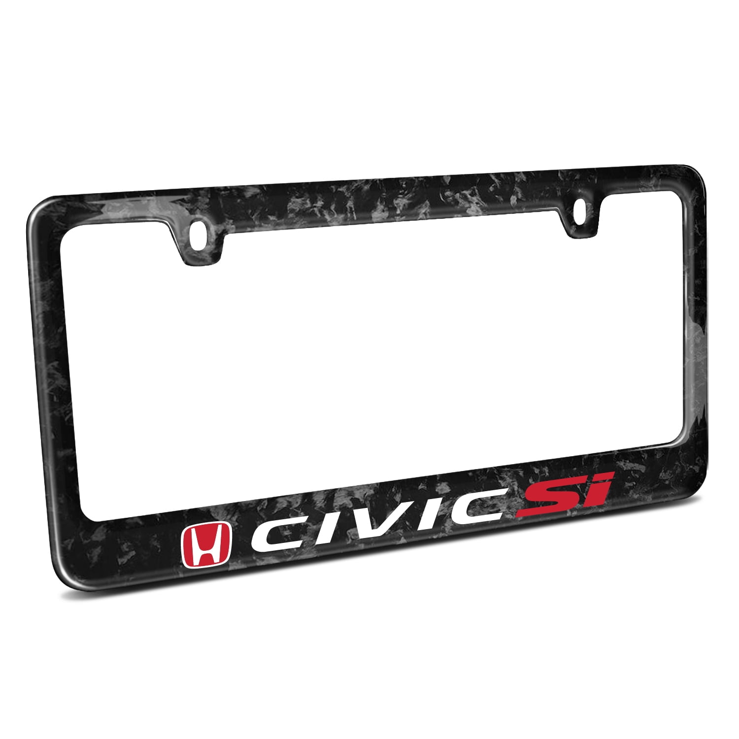 Honda Red Logo Civic Si Real Black Carbon Fiber License Plate