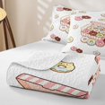 thumbnail image 4 of Manfei Cartoon Cat Donut Twin Quilt Set, Cute Cake Twin Coverlet Set, White Pink, 2-Piece, 1 Bedspread and 1 Pillowcase, 4 of 7