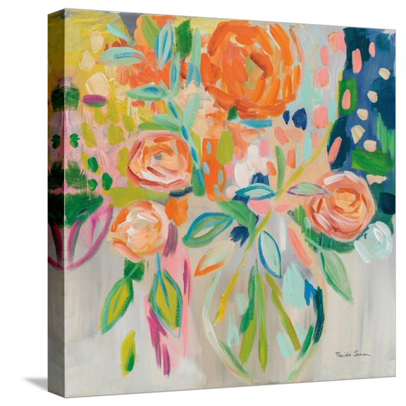 Art.com Summer Orange Floral Stretched Canvas Print Wall Art by Farida Zaman, 16" x 16"