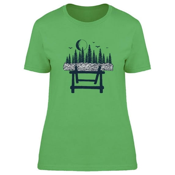 Night Time Log Forest Behind Tee Women's -Image by Shutterstock