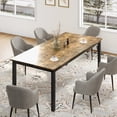 thumbnail image 1 of 78 Inch Rectangle Dining Table for 6-8 People, Industrial Brown Kitchen Table with Metal Legs, Round Corners, Large Wooden Computer Desk Writing Desk, 1 of 6