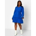 thumbnail image 3 of Rebdolls Women's Plus Tiered Sleeve Mini A Line Dress - Blue, L, 3 of 5