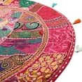 thumbnail image 3 of Stylo Culture Ethnic Outdoor Floor Cushion Vintage Patchwork Cover Pink 32x32 Large Decorative Bohemian Round Hassock Pouffe Cover Footstool Cotton Embroidered 1 Pc, 3 of 4