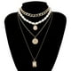 thumbnail image 5 of Collar para mujer, joyería para mujer, joyería para mujer, nuevo colgante de moneda y perla, collar con candado, cadena, joyería para mujer, collar de regalo A, 5 of 5