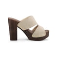thumbnail image 3 of BLISSFUL STEP Women's Faux Suede Platform High Block Heel Slides Sandals Beige 7, 3 of 7
