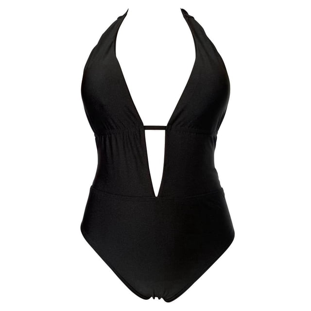 Traje de Baño Ocean Pacific para Mujer Completo, Escote Amplio, Cuello Halter Negro Talla M