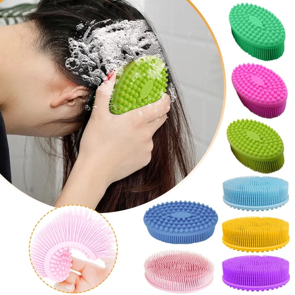 XMMSWDLA Cleaning suppliesSilicone Bath Brush Tactile Brush Baby Silicone Bath Brush Soft Bath Brush Shampoo Brush Massage Brush clearance sales today deals prime (Green,One Size)